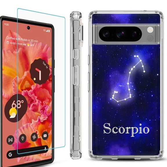 OneToughShield  Compatible with Google Pixel 8 Pro, Shockproof Phone Case, with Tempered Glass Screen Protector - Scorpio