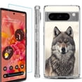 thumbnail image 1 of OneToughShield ® Compatible with Google Pixel 8 Pro, Shockproof Phone Case, with Tempered Glass Screen Protector - Wolf Snow, 1 of 4