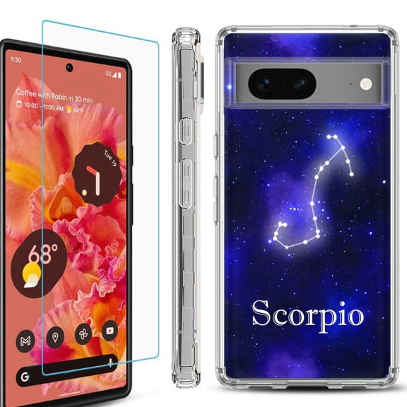 OneToughShield  Compatible with Google Pixel 8, Shockproof Phone Case, with Tempered Glass Screen Protector - Scorpio