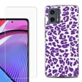 thumbnail image 1 of OneToughShield ® Compatible with Motorola Moto G 5G 2023, Shockproof Phone Case, with Tempered Glass Screen Protector - Cheetah Purple, 1 of 3