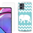 thumbnail image 1 of OneToughShield ® Compatible with Motorola Moto G 5G 2023, Shockproof Phone Case, with Tempered Glass Screen Protector - Chevron/Elephant, 1 of 3