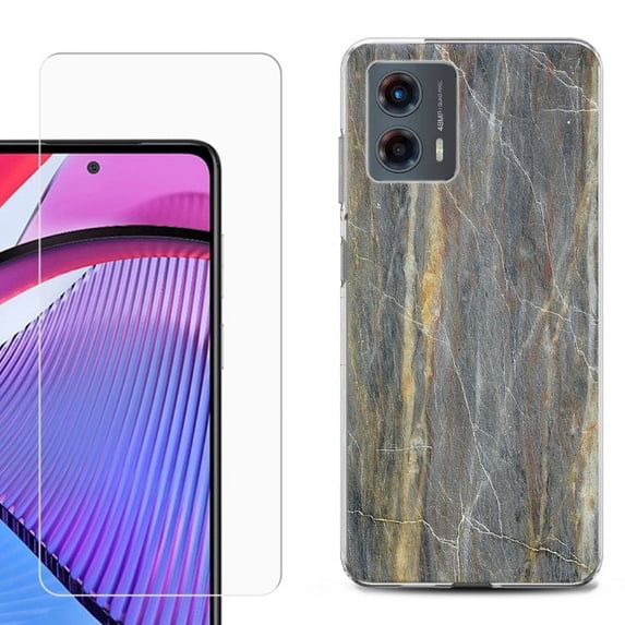 OneToughShield ® Compatible with Motorola Moto G 5G 2023, Shockproof Phone Case, with Tempered Glass Screen Protector - Marble/Camo