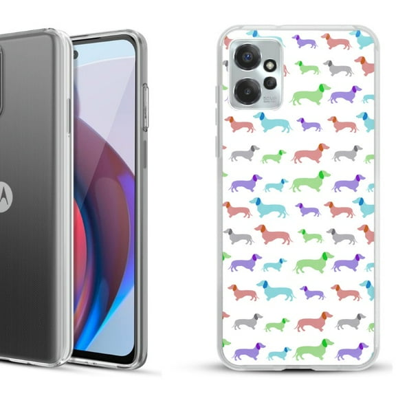 OneToughShield ® Compatible with Motorola Moto G Power 5G 2023 Fashion Phone Case - Colorful Dachshund/Puppy