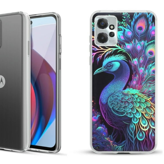 OneToughShield ® Compatible with Motorola Moto G Power 5G 2023 Fashion Phone Case - Neon Peacock