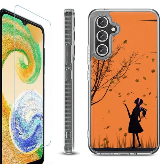 OneToughShield ® Compatible with Samsung Galaxy A15 5G, Shockproof Bumper Phone Case, with Tempered Glass Screen Protector - Autumn Leaf