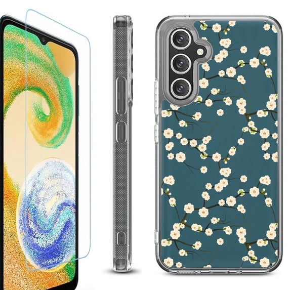 OneToughShield ® Compatible with Samsung Galaxy A15 5G, Shockproof Bumper Phone Case, with Tempered Glass Screen Protector - Blossom Green