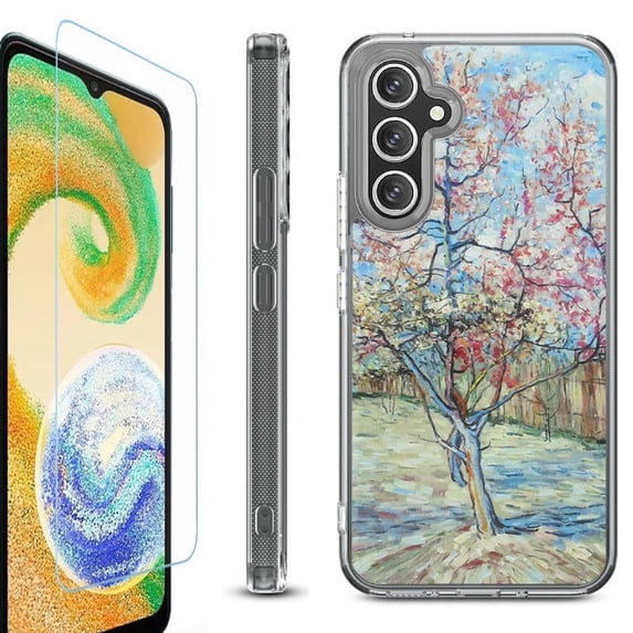 OneToughShield ® Compatible with Samsung Galaxy A15 5G, Shockproof Bumper Phone Case, with Tempered Glass Screen Protector - Blossom Tree