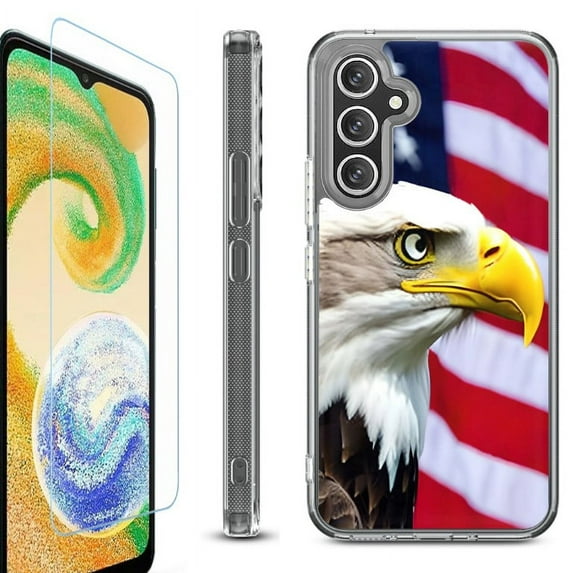 OneToughShield ® Compatible with Samsung Galaxy A15 5G, Shockproof Bumper Phone Case, with Tempered Glass Screen Protector - Eagle