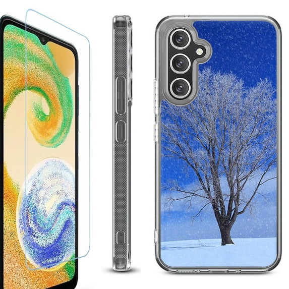 OneToughShield ® Compatible with Samsung Galaxy A15 5G, Shockproof Bumper Phone Case, with Tempered Glass Screen Protector - Snowing Tree
