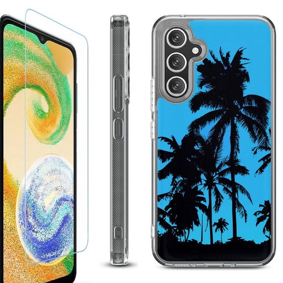 OneToughShield ® Compatible with Samsung Galaxy A15 5G, Shockproof Bumper Phone Case, with Tempered Glass Screen Protector - Tropical Summer