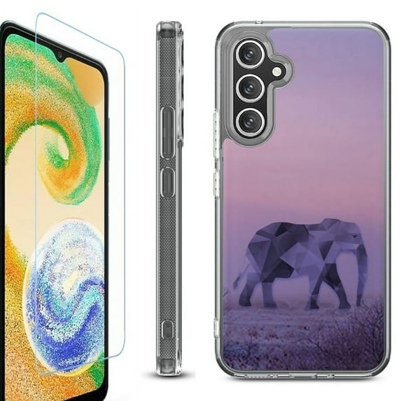 OneToughShield ® Compatible with Samsung Galaxy A15 5G, Shockproof Bumper Phone Case, with Tempered Glass Screen Protector - Twilight Elephant