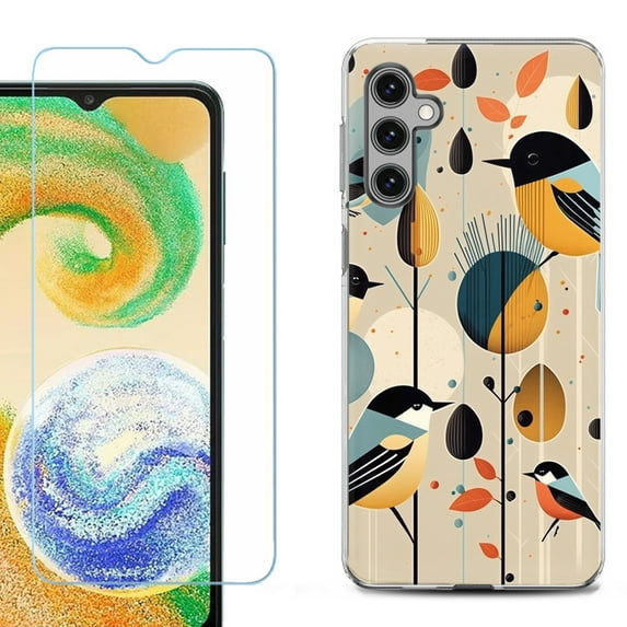 OneToughShield ® Compatible with Samsung Galaxy A15 5G, Shockproof Phone Case, with Tempered Glass Screen Protector - Bird Cardinal