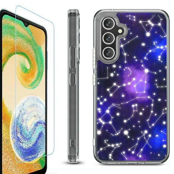 OneToughShield ® Compatible with Samsung Galaxy S23 FE Fan Edition, Shockproof Phone Case, with Tempered Glass Screen Protector - Constellations