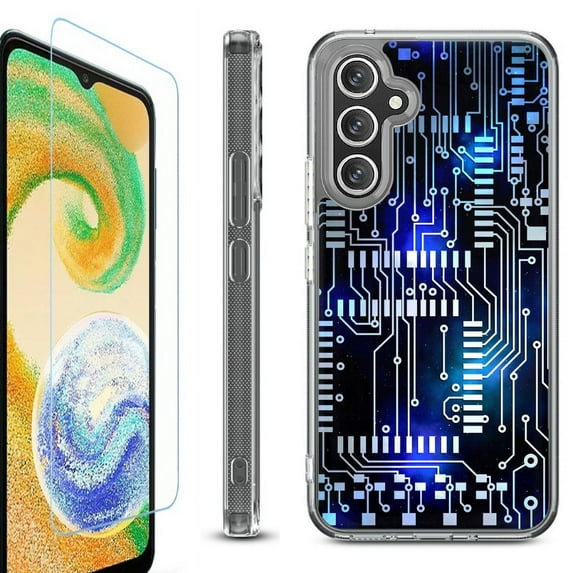 OneToughShield ® Compatible with Samsung Galaxy S23 FE Fan Edition, Shockproof Phone Case, with Tempered Glass Screen Protector - Cosmos Circuit