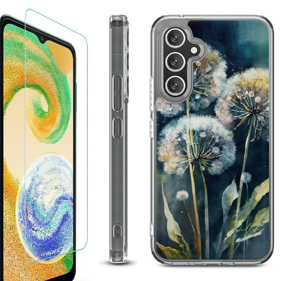 OneToughShield ® Compatible with Samsung Galaxy S23 FE Fan Edition, Shockproof Phone Case, with Tempered Glass Screen Protector - Dandelion Color