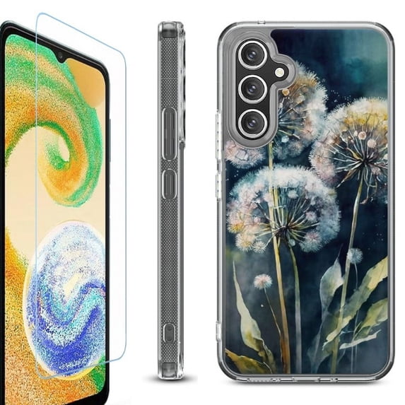 OneToughShield ® Compatible with Samsung Galaxy S23 FE Fan Edition, Shockproof Phone Case, with Tempered Glass Screen Protector - Dandelion Color
