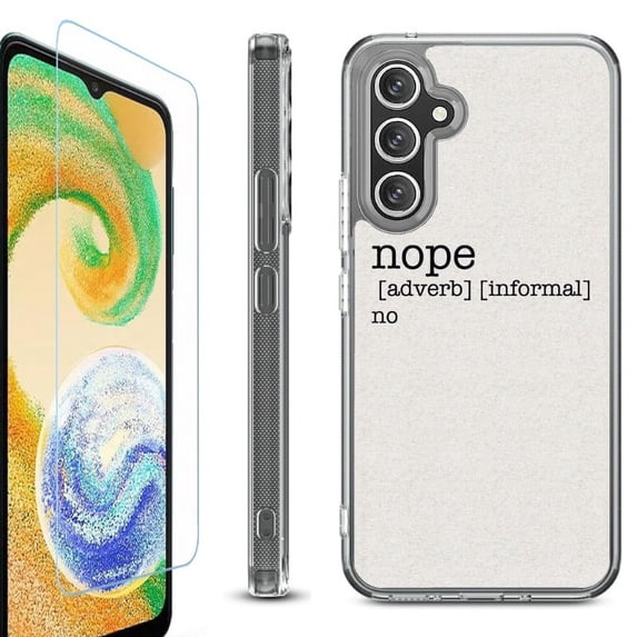 OneToughShield ® Compatible with Samsung Galaxy S23 FE Fan Edition, Shockproof Phone Case, with Tempered Glass Screen Protector - Dictionary/Nope