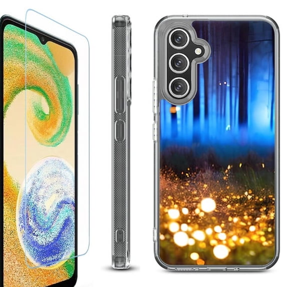 OneToughShield ® Compatible with Samsung Galaxy S23 FE Fan Edition, Shockproof Phone Case, with Tempered Glass Screen Protector - Fireflies