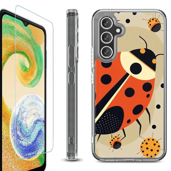 OneToughShield ® Compatible with Samsung Galaxy S23 FE Fan Edition, Shockproof Phone Case, with Tempered Glass Screen Protector - Lady Bettle