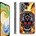 thumbnail image 1 of OneToughShield ® Compatible with Samsung Galaxy S23 FE Fan Edition, Shockproof Phone Case, with Tempered Glass Screen Protector - Skull Flames, 1 of 4