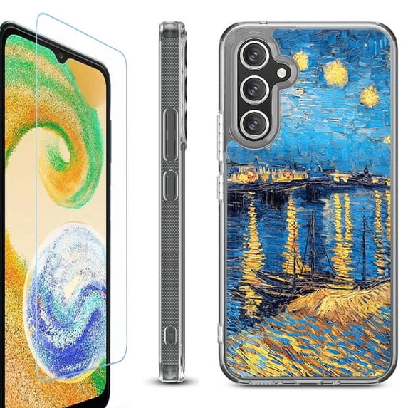 OneToughShield ® Compatible with Samsung Galaxy S23 FE Fan Edition, Shockproof Phone Case, with Tempered Glass Screen Protector - Starry Night Rhone