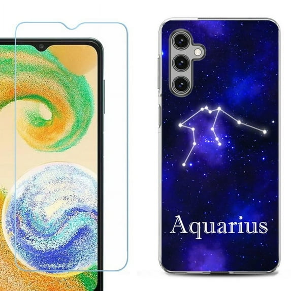 OneToughShield ® Compatible with Samsung Galaxy S24+ S24 Plus, Shockproof Fashion Phone Case, with Tempered Glass Screen Protector - Aquarius