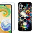 thumbnail image 1 of OneToughShield ® Compatible with Samsung Galaxy S24+ S24 Plus, Shockproof Fashion Phone Case, with Tempered Glass Screen Protector - Skull Flower, 1 of 4