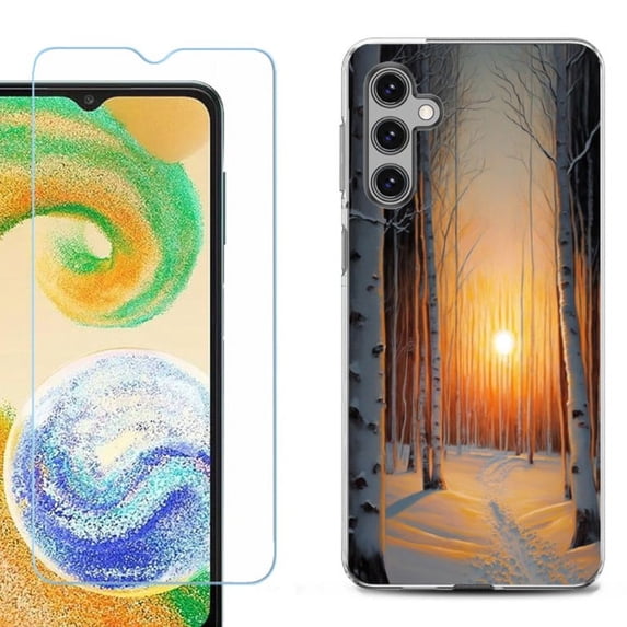 OneToughShield ® Compatible with Samsung Galaxy S24+ S24 Plus, Shockproof Fashion Phone Case, with Tempered Glass Screen Protector - Snow Forest