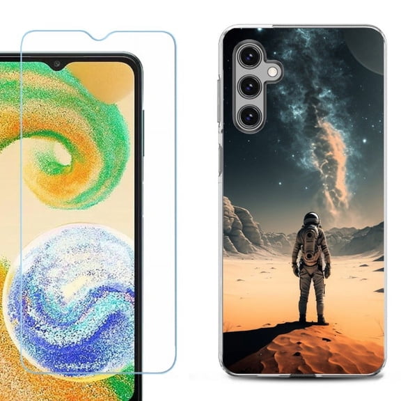 OneToughShield ® Compatible with Samsung Galaxy S24, Shockproof Fashion Phone Case, with Tempered Glass Screen Protector - Astronaut Milkyway