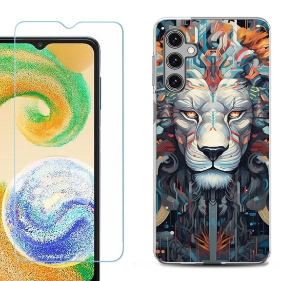 OneToughShield ® Compatible with Samsung Galaxy S24, Shockproof Fashion Phone Case, with Tempered Glass Screen Protector - Cyberpunk Lion