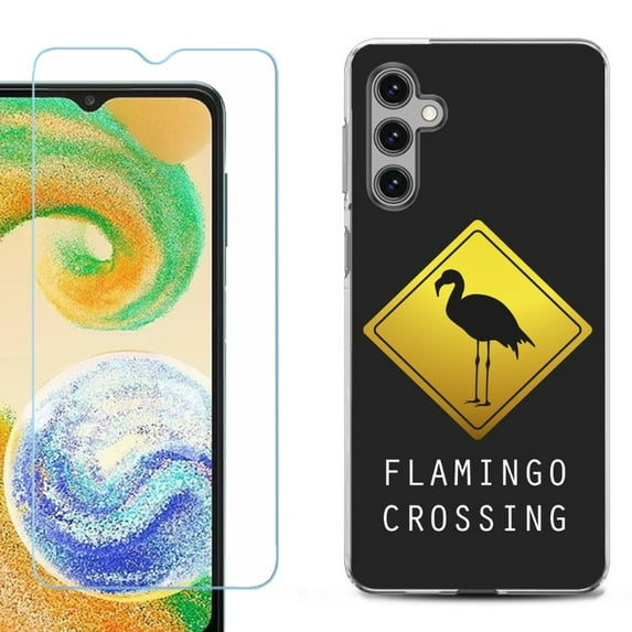 OneToughShield ® Compatible with Samsung Galaxy S24, Shockproof Fashion Phone Case, with Tempered Glass Screen Protector - Flamingo