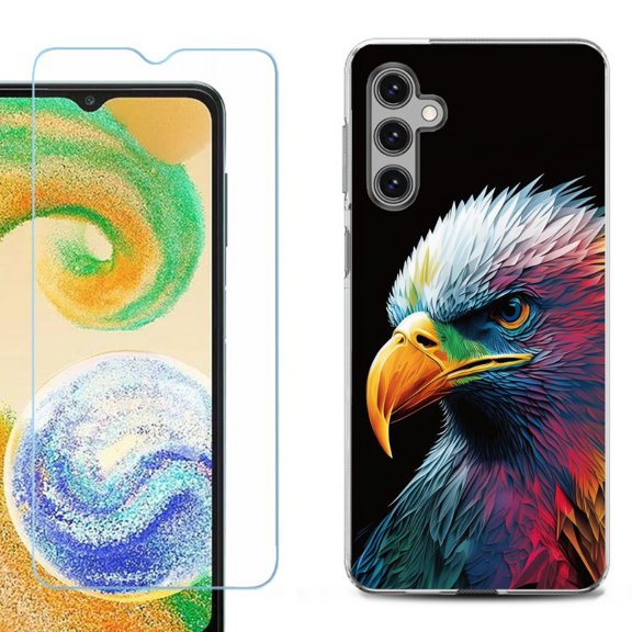 OneToughShield ® Compatible with Samsung Galaxy S24, Shockproof Fashion Phone Case, with Tempered Glass Screen Protector - Geometric Eagle