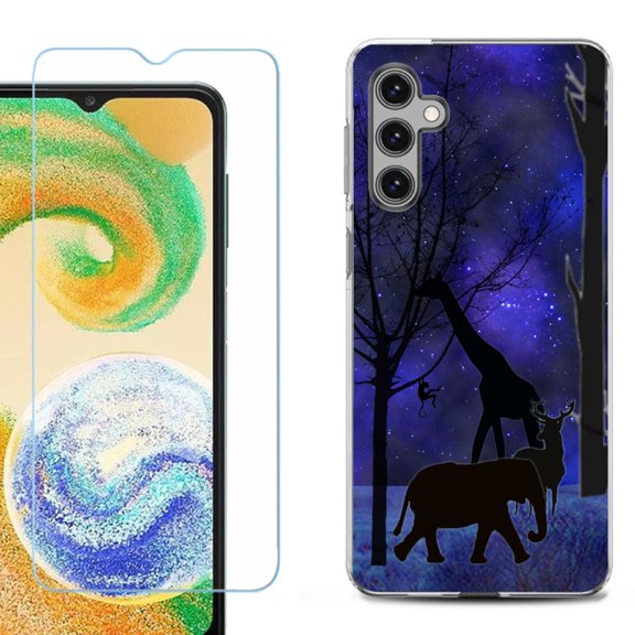 OneToughShield ® Compatible with Samsung Galaxy S24, Shockproof Fashion Phone Case, with Tempered Glass Screen Protector - Midnight Safari