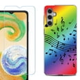 thumbnail image 1 of OneToughShield ® Compatible with Samsung Galaxy S24, Shockproof Fashion Phone Case, with Tempered Glass Screen Protector - Music Notes / Rainbow, 1 of 4