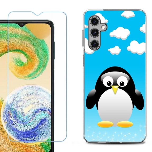 OneToughShield ® Compatible with Samsung Galaxy S24, Shockproof Fashion Phone Case, with Tempered Glass Screen Protector - Penguin