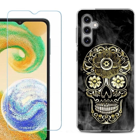 OneToughShield ® Compatible with Samsung Galaxy S24, Shockproof Fashion Phone Case, with Tempered Glass Screen Protector - Skull Smoke