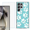 thumbnail image 1 of OneToughShield ® Compatible with Samsung Galaxy S24 Ultra, Shockproof Phone Case, with Tempered Glass Screen Protector - Pet Paw / Teal, 1 of 4