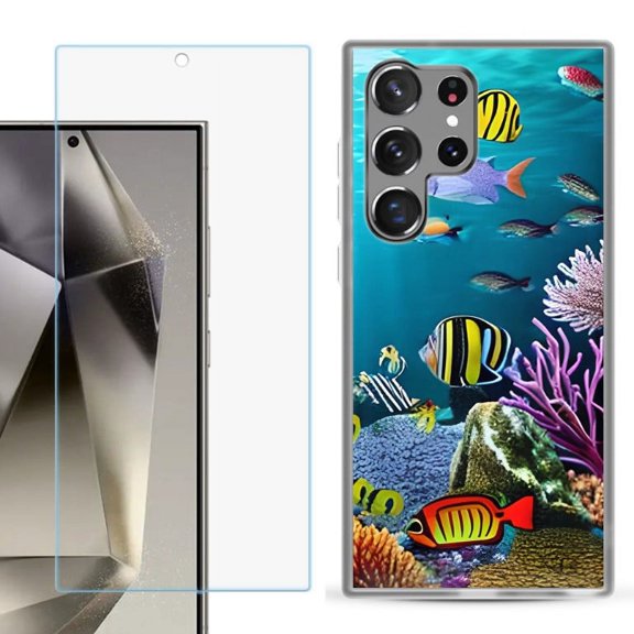 OneToughShield ® Compatible with Samsung Galaxy S24 Ultra, Shockproof Phone Case, with Tempered Glass Screen Protector - Underwater
