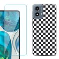 thumbnail image 1 of OneToughShield ® Shockproof Phone Case Compatible with Motorola Moto G Power 5G 2024, with Tempered Glass Screen Protector - Checker B/W, 1 of 4