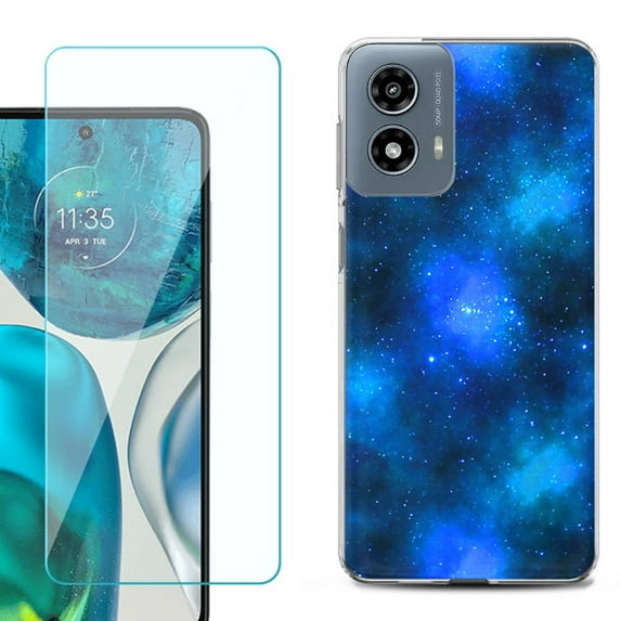 OneToughShield ® Shockproof Phone Case Compatible with Motorola Moto G Power 5G 2024, with Tempered Glass Screen Protector - Cosmos/Stars