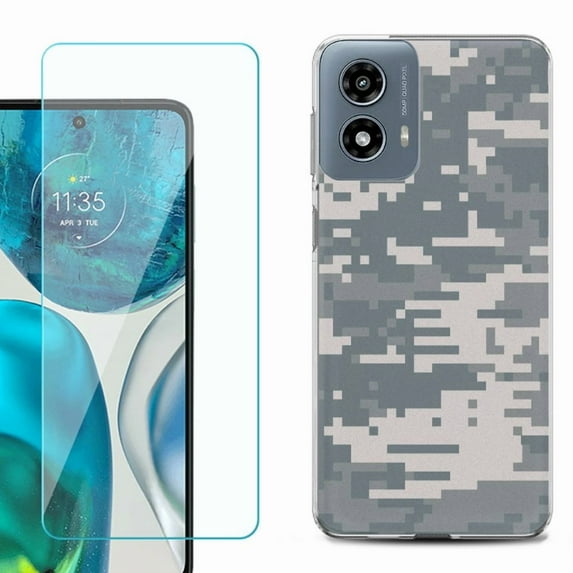 OneToughShield ® Shockproof Phone Case Compatible with Motorola Moto G Power 5G 2024, with Tempered Glass Screen Protector - Digital Camo