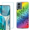 thumbnail image 1 of OneToughShield ® Shockproof Phone Case Compatible with Motorola Moto G Power 5G 2024, with Tempered Glass Screen Protector - Music Notes / Rainbow, 1 of 4