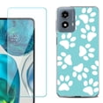thumbnail image 1 of OneToughShield ® Shockproof Phone Case Compatible with Motorola Moto G Power 5G 2024, with Tempered Glass Screen Protector - Pet Paw / Teal, 1 of 4