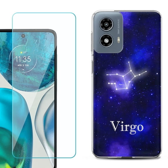 OneToughShield ® Shockproof Phone Case Compatible with Motorola Moto G Power 5G 2024, with Tempered Glass Screen Protector - Virgo