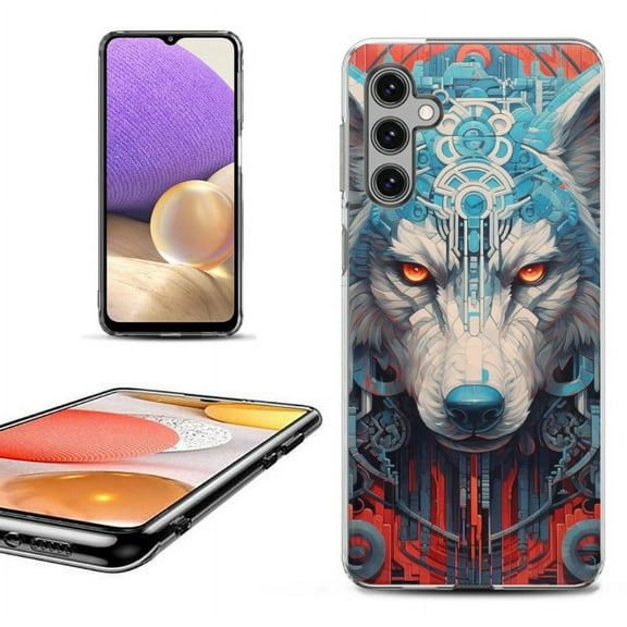 OneToughShield ® Shockproof Phone Case Compatible with Samsung Galaxy A15 5G - Cyberpunk Wolf