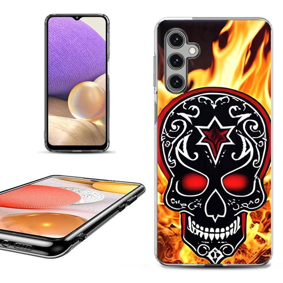 OneToughShield ® Shockproof Phone Case Compatible with Samsung Galaxy A15 5G - Skull Flames