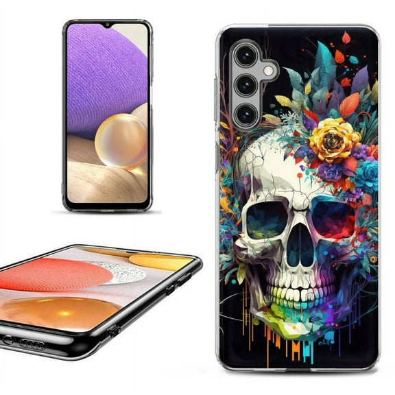 OneToughShield ® Shockproof Phone Case Compatible with Samsung Galaxy A15 5G - Skull Flower