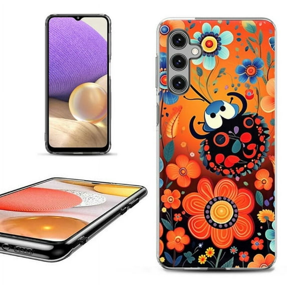 OneToughShield ® Shockproof Phone Case Compatible with Samsung Galaxy A25 5G - Ladybug Flower