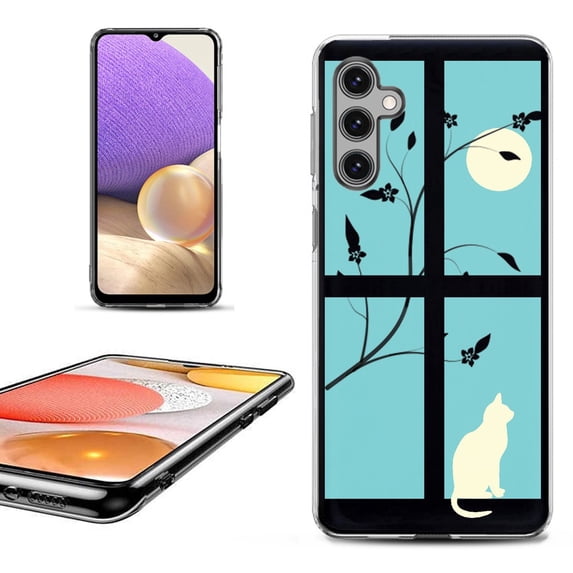 OneToughShield ® Shockproof Phone Case Compatible with Samsung Galaxy A25 5G - Moon/Cat