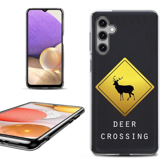OneToughShield ® Shockproof Phone Case Compatible with Samsung Galaxy A25 5G - Road Sign Deer
